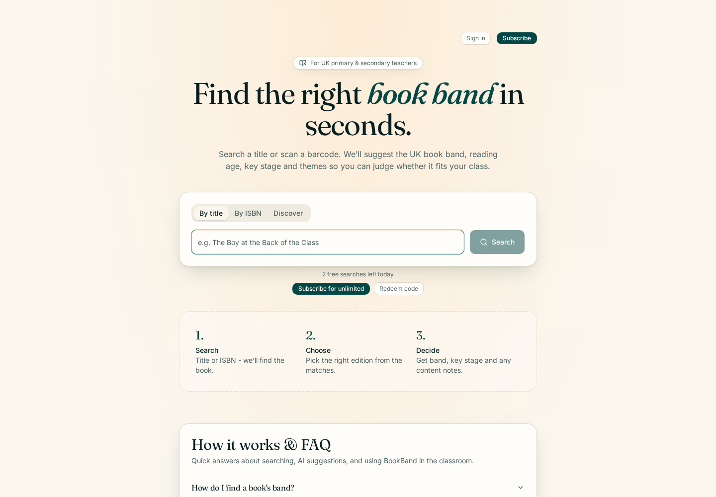 BookBand website preview