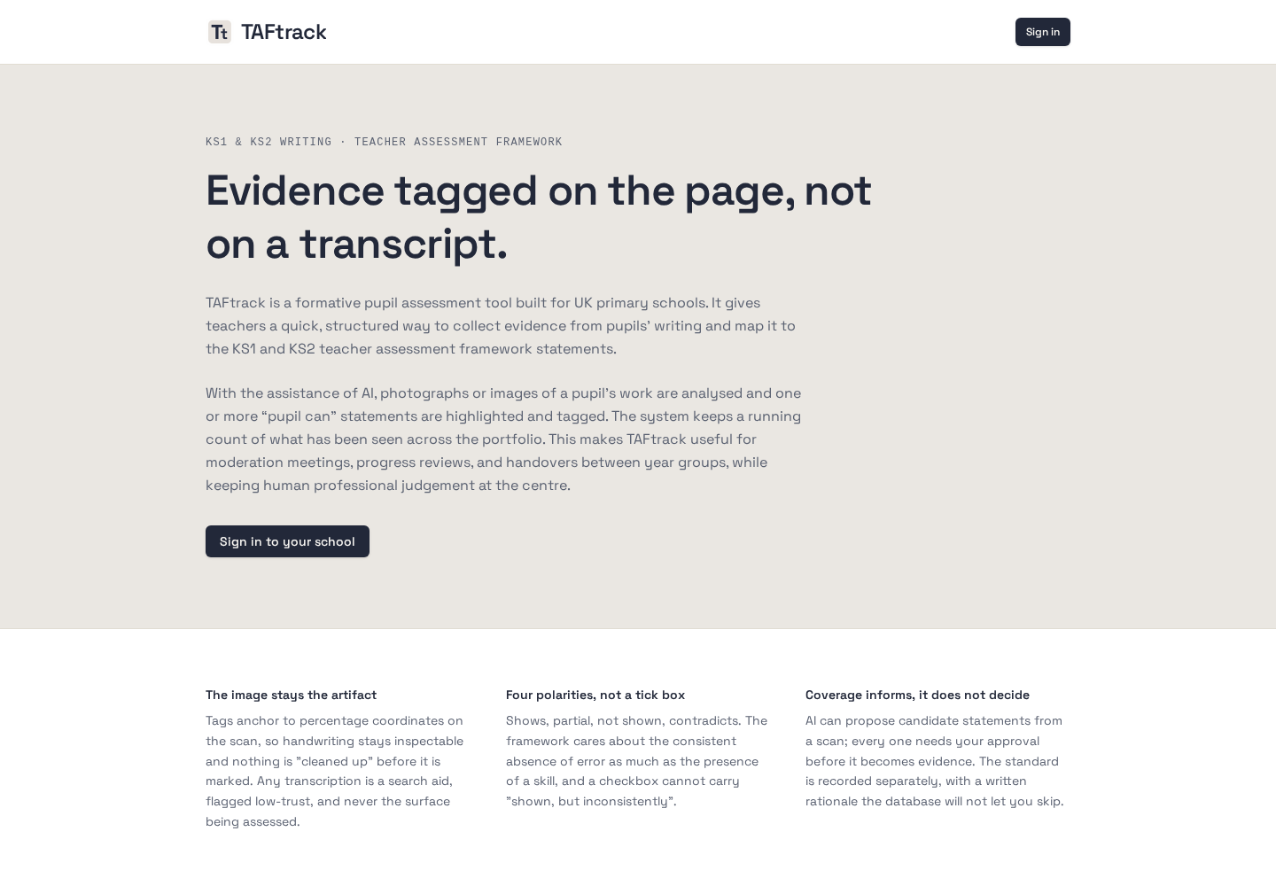 TAFtrack website preview